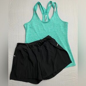 Avia Womens Active Top & Shorts Lot Size Small Green Black Gym Outfit